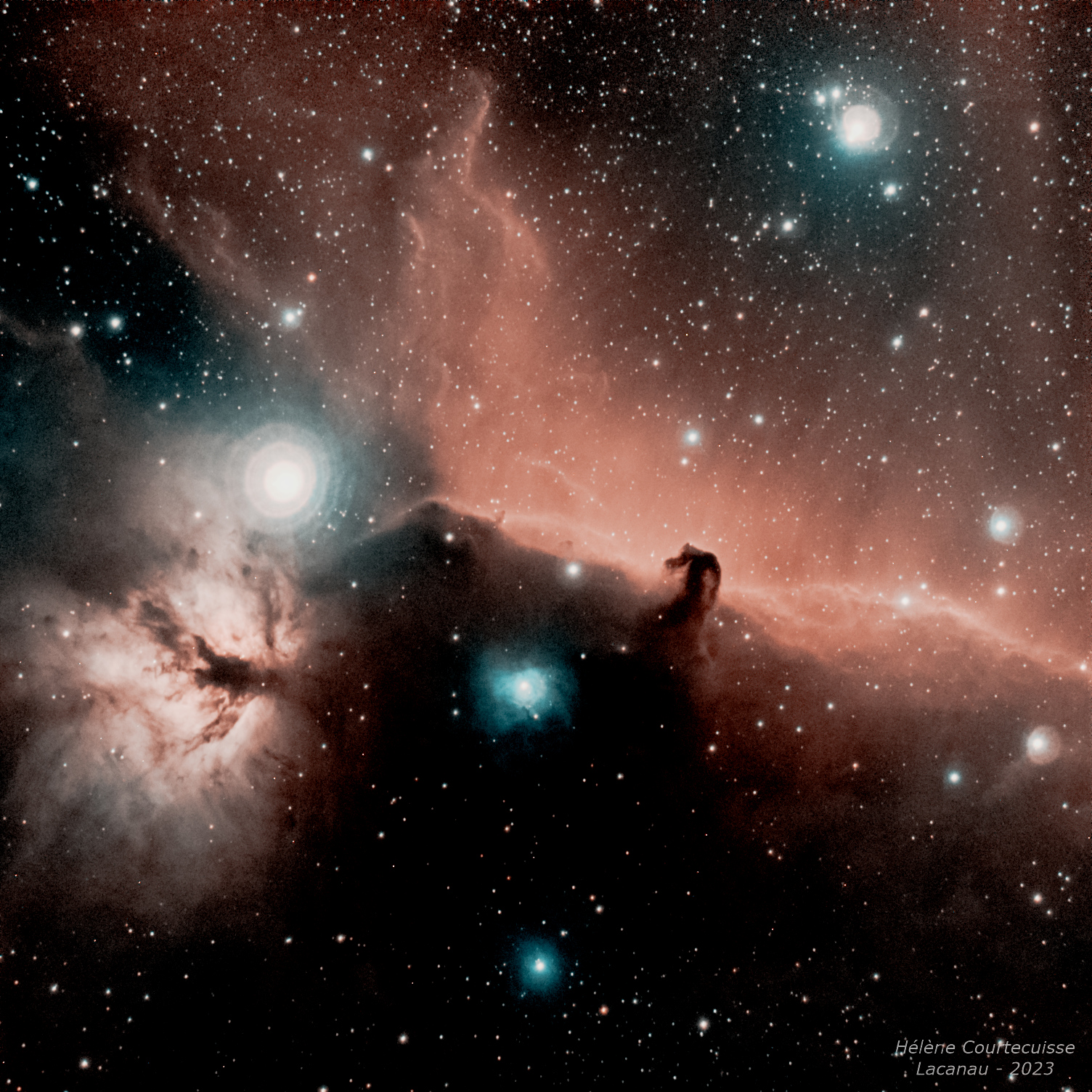 NGC 2024 (nébuleuse de la Flamme) et Barnard 33 (nébuleuse de la Tête de Cheval), le 13/02/2023 (Lacanau)